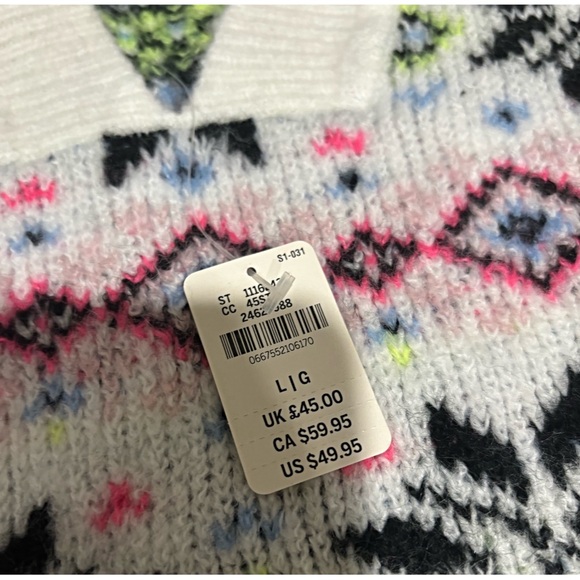 VS PINK Reversible Snowflake Fair Isle V-Neck Sweater NWT - Picture 4 of 5